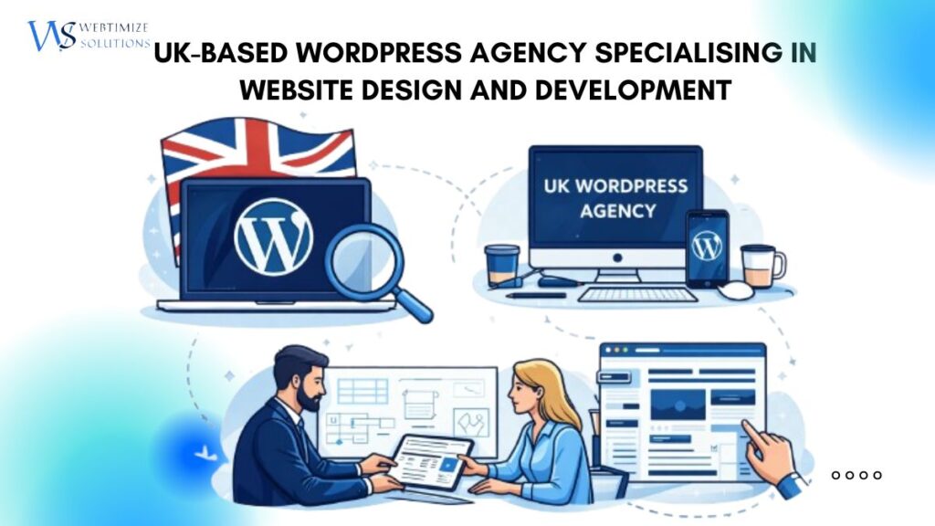 UK WordPress website design and development agency vector illustration