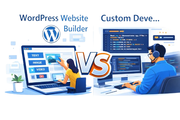 WordPress builder vs custom development for US and UK businesses in 2026