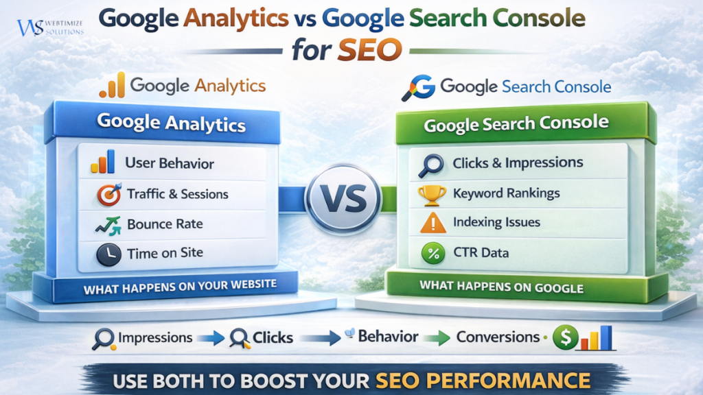 Google Analytics vs Google Search Console for SEO: What’s the Difference? (2026 Guide)