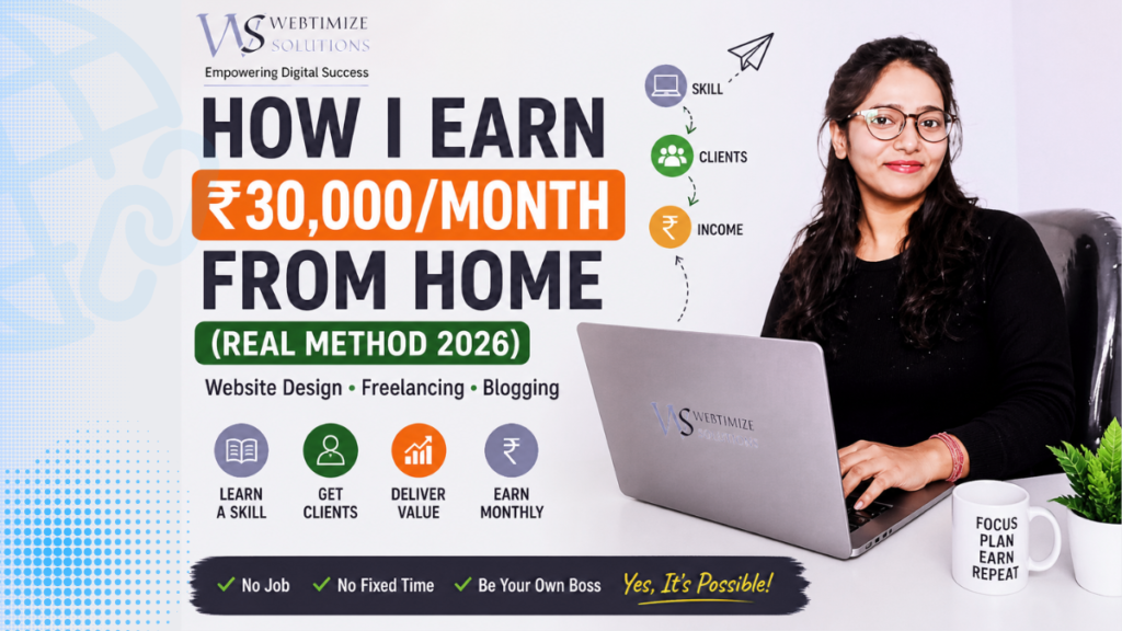 earn money from home ₹30000 per month using website design freelancing and blogging